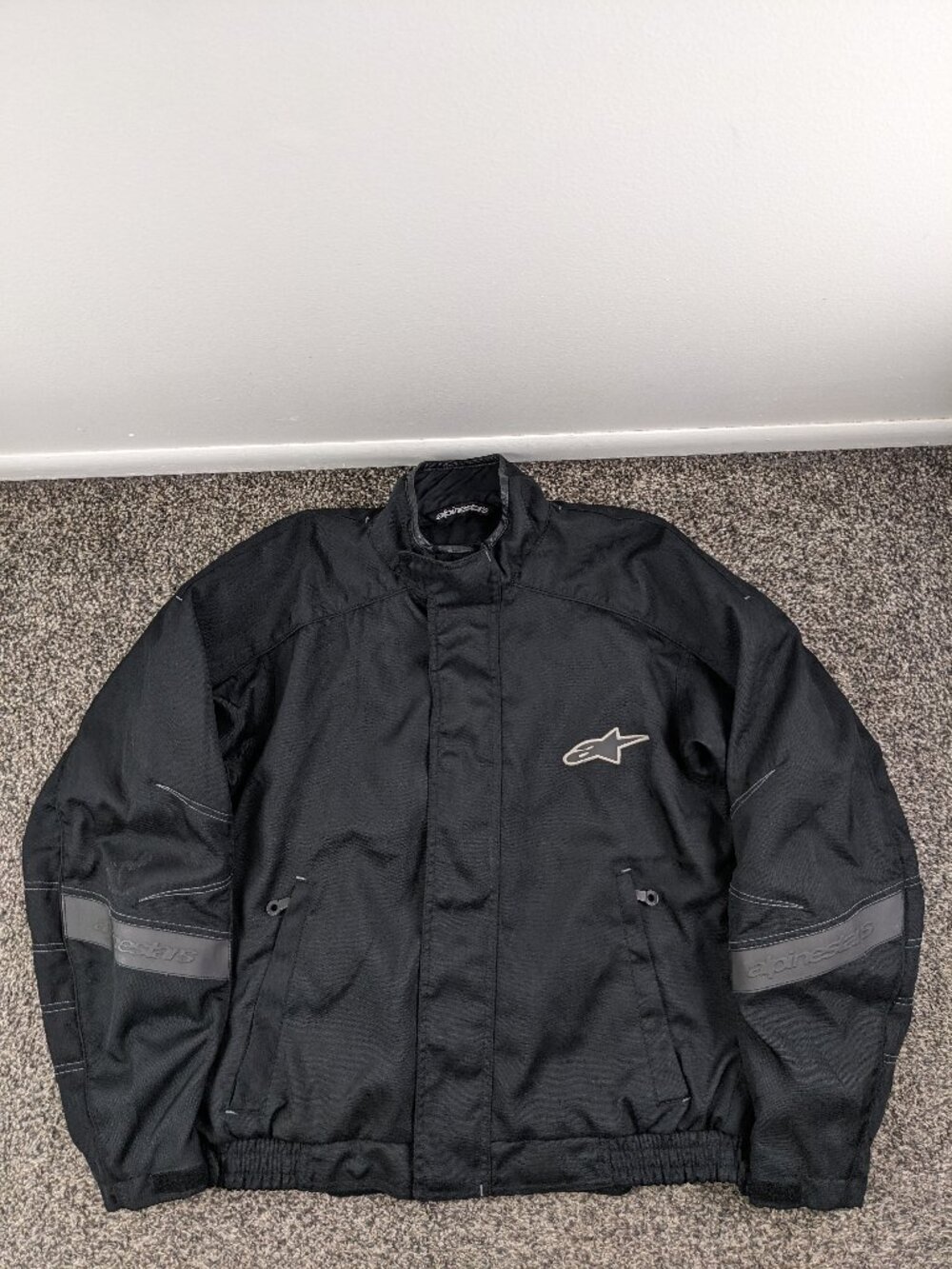 Alpinestars Polyester Canvas Motorcycle Jacket Black Mens Large *Missing Liner*